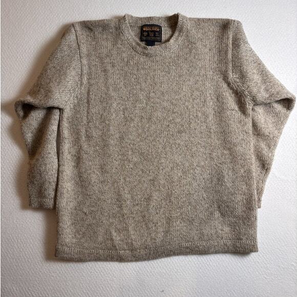 Vtg 70s Streetwear Mens Woolrich Wool Knit Sweater Oatmeal Brown USA - Picture 1 of 7